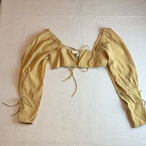 VRG Girl Muted Yellow Long Sleeve Crop Top Front Tie  Size 6